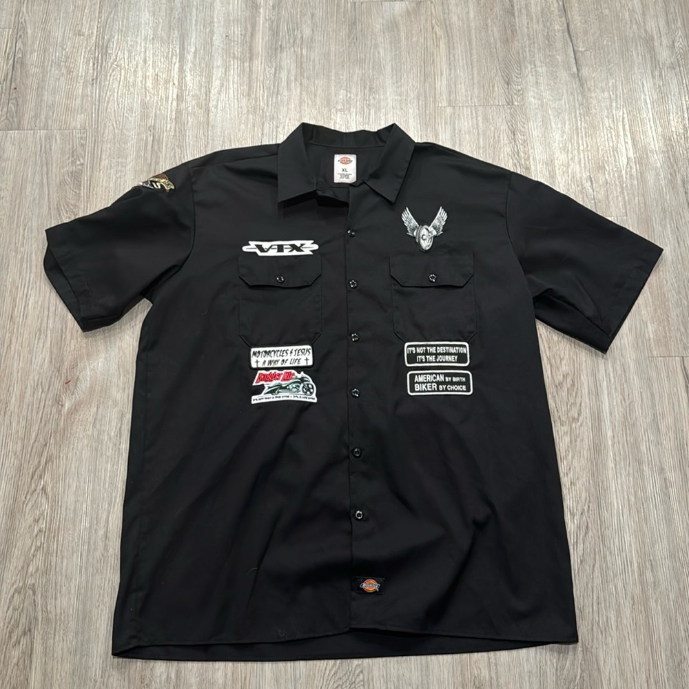 Rare Dickies Motorcycle Biker Button Down Shirt Size XL